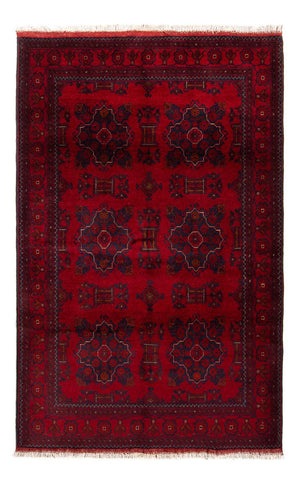 Alfombra afgana - Kunduz - 219 x 126 cm - rojo oscuro