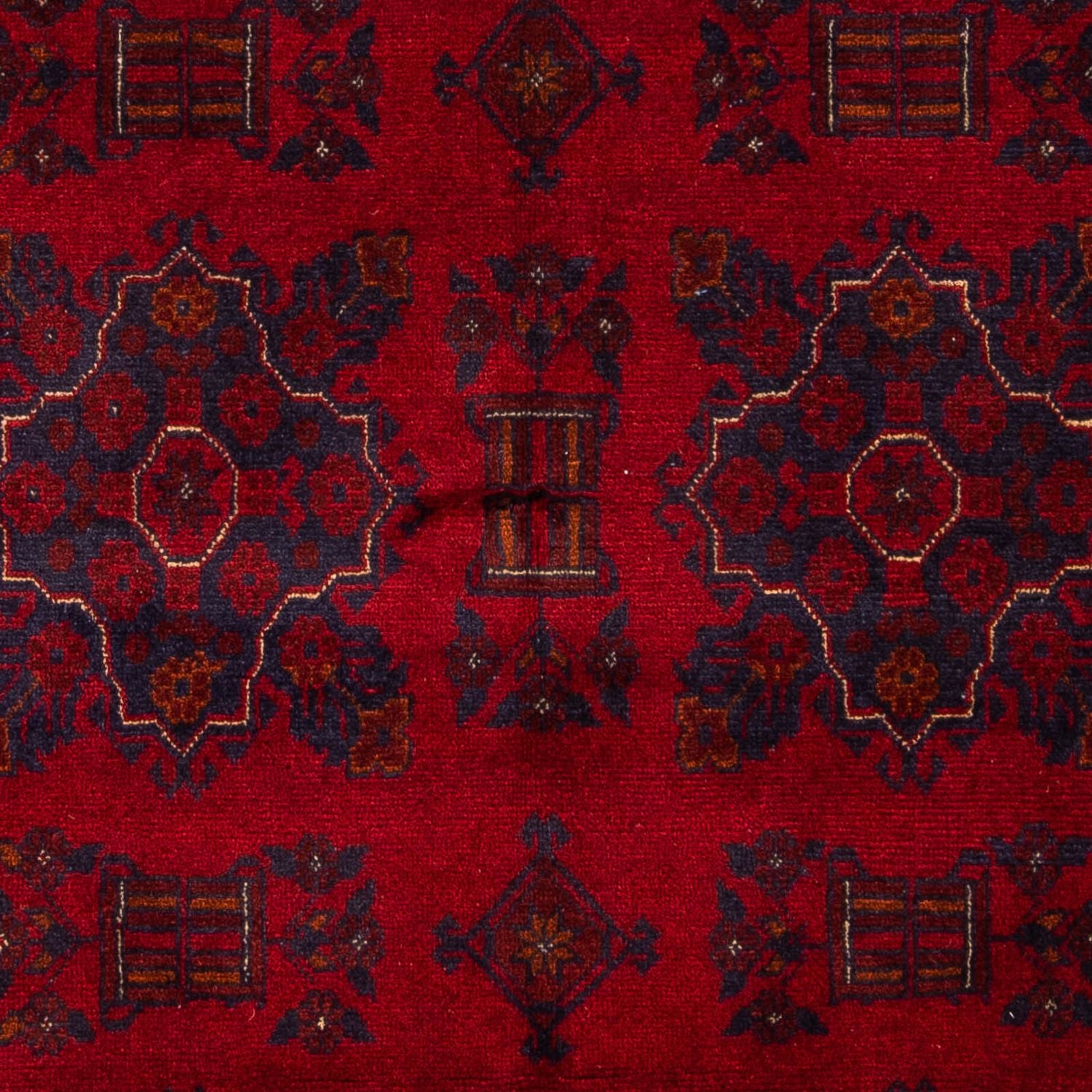 Alfombra afgana - Kunduz - 219 x 126 cm - rojo oscuro