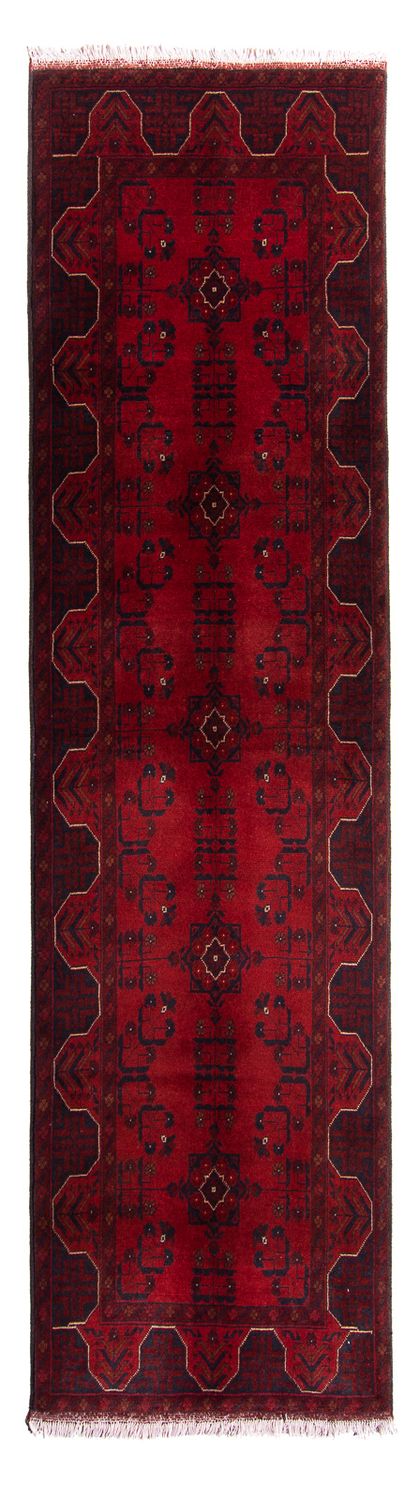 Alfombra de pasillo Alfombra afgana - Kunduz - 298 x 82 cm - rojo oscuro
