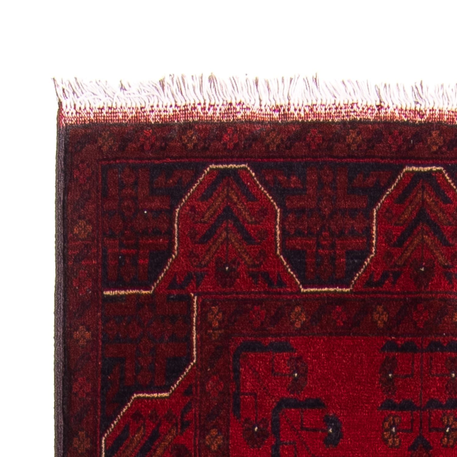 Alfombra de pasillo Alfombra afgana - Kunduz - 298 x 82 cm - rojo oscuro