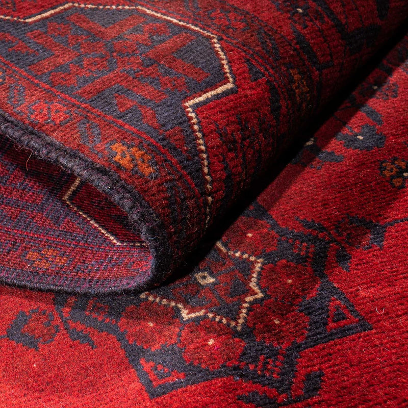 Alfombra de pasillo Alfombra afgana - Kunduz - 298 x 82 cm - rojo oscuro