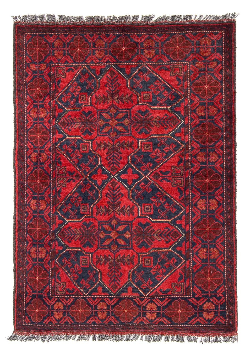 Alfombra afgana - Kunduz - 125 x 78 cm - rojo oscuro
