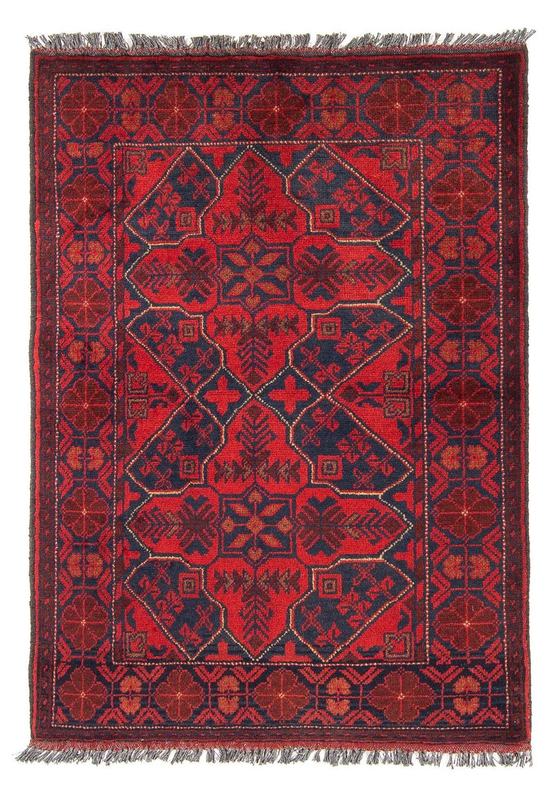 Alfombra afgana - Kunduz - 125 x 78 cm - rojo oscuro