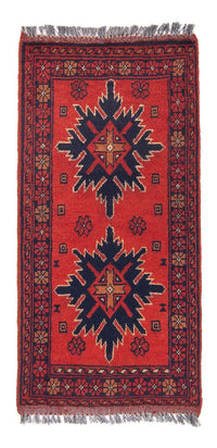 Alfombra afgana - Kunduz - 98 x 49 cm - rojo oscuro