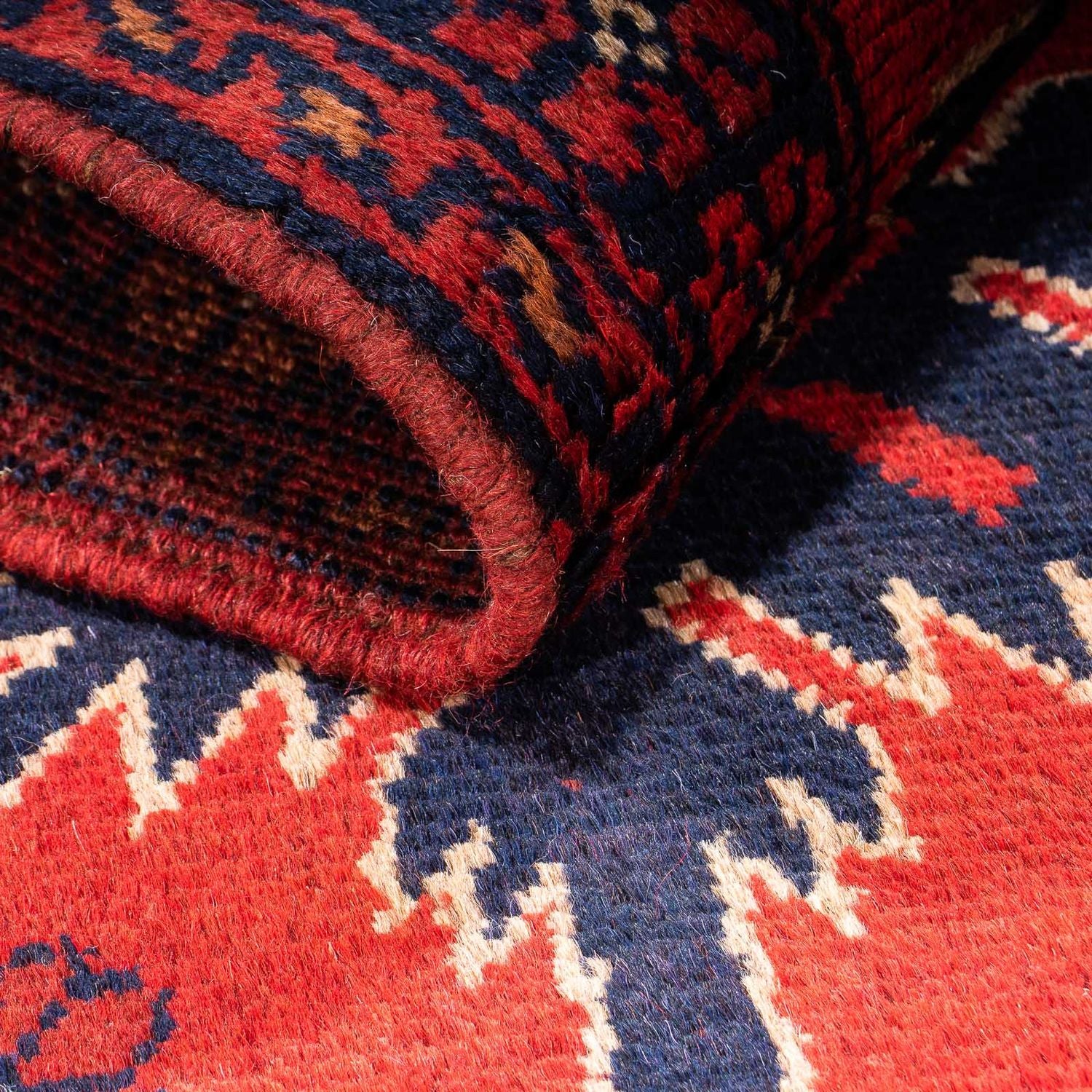 Alfombra afgana - Kunduz - 98 x 49 cm - rojo oscuro