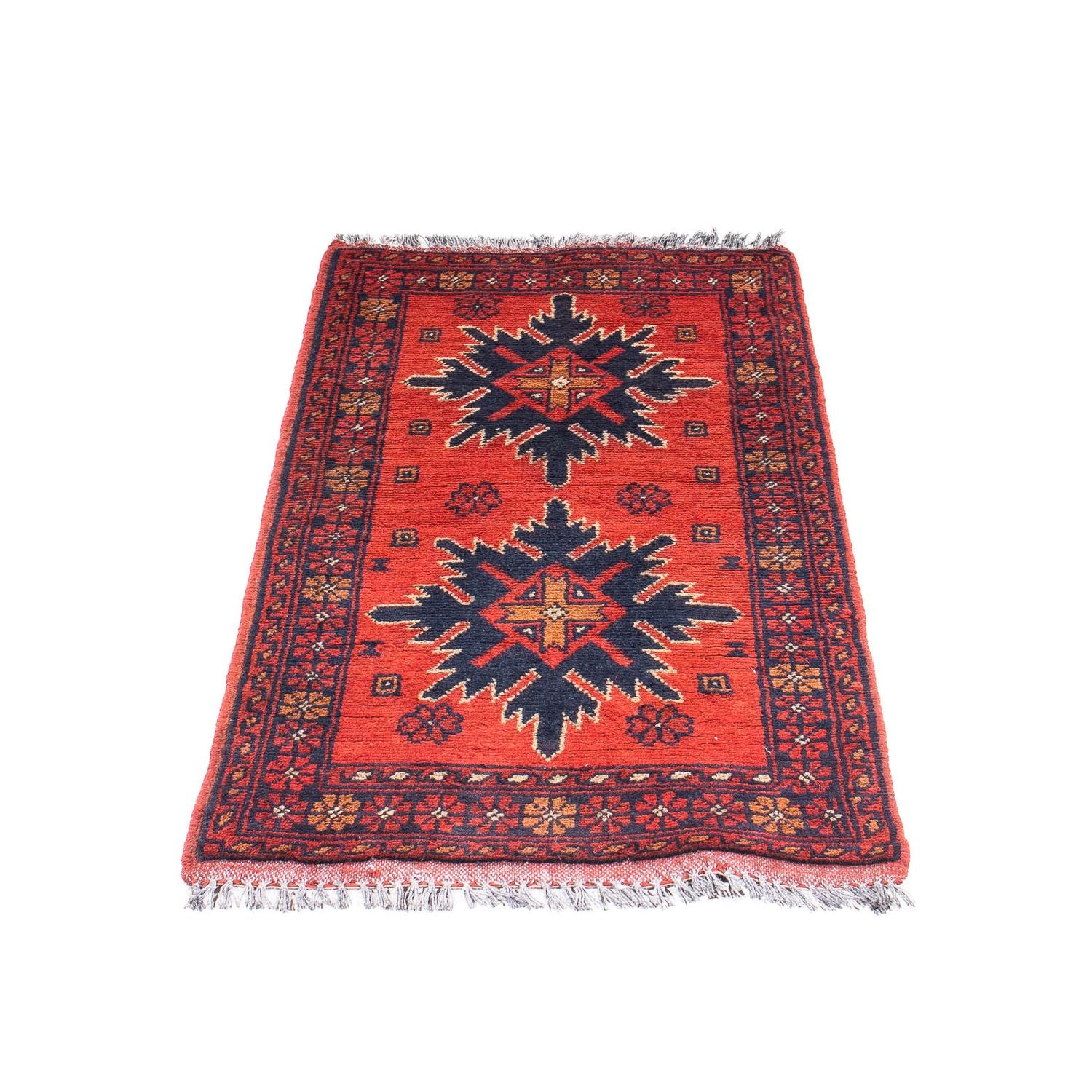 Alfombra afgana - Kunduz - 98 x 49 cm - rojo oscuro