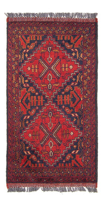 Alfombra afgana - Kunduz - 102 x 52 cm - rojo oscuro