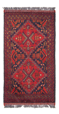 Alfombra afgana - Kunduz - 102 x 52 cm - rojo oscuro