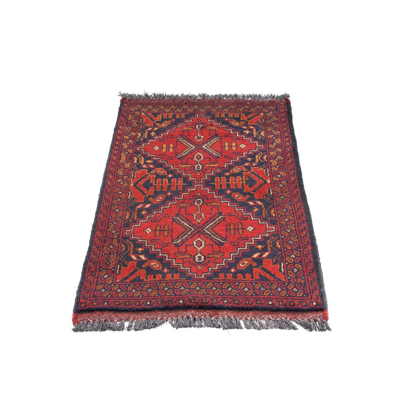 Alfombra afgana - Kunduz - 102 x 52 cm - rojo oscuro
