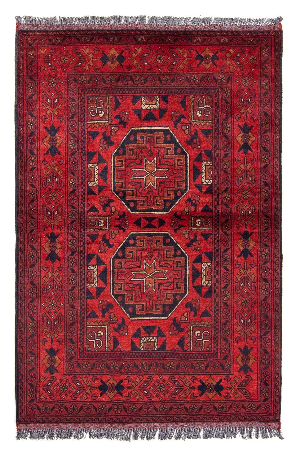 Alfombra afgana - Kunduz - 146 x 102 cm - rojo oscuro