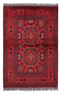 Alfombra afgana - Kunduz - 146 x 102 cm - rojo oscuro