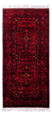 Alfombra afgana - Kunduz - 203 x 102 cm - rojo oscuro