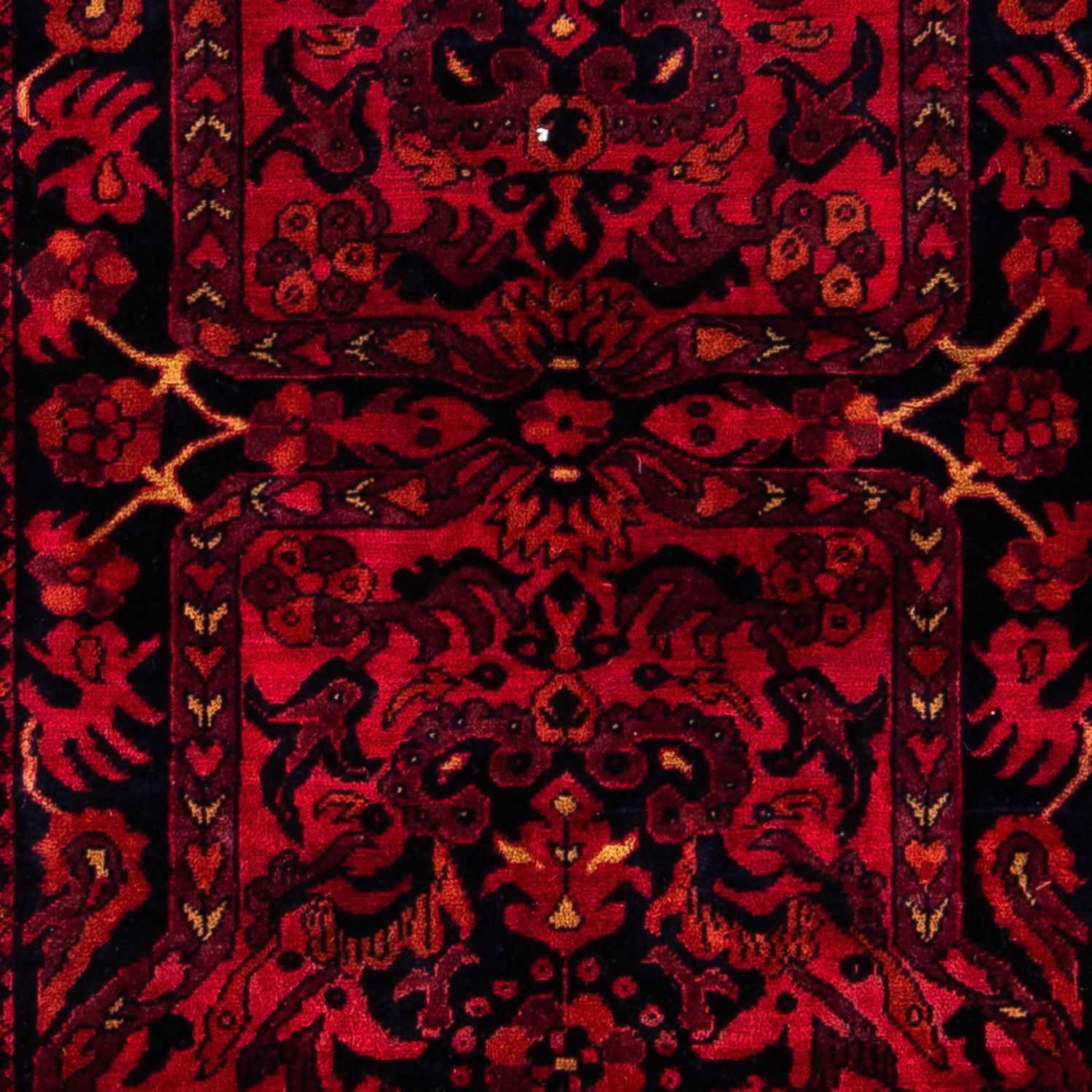 Alfombra afgana - Kunduz - 203 x 102 cm - rojo oscuro