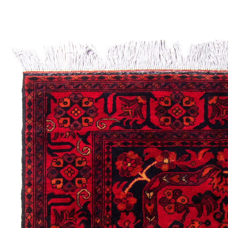 Alfombra afgana - Kunduz - 203 x 102 cm - rojo oscuro