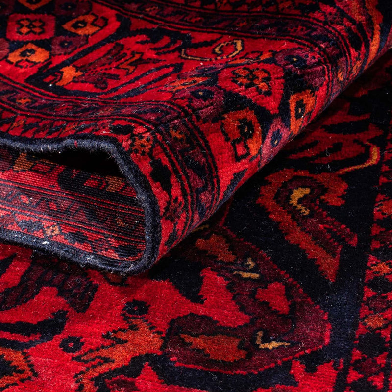 Alfombra afgana - Kunduz - 203 x 102 cm - rojo oscuro
