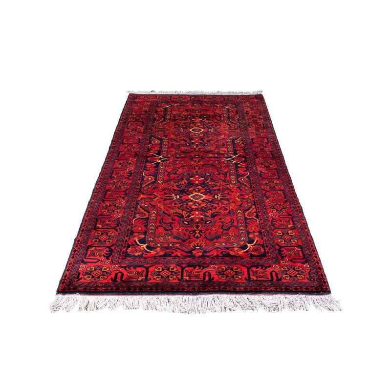 Alfombra afgana - Kunduz - 203 x 102 cm - rojo oscuro