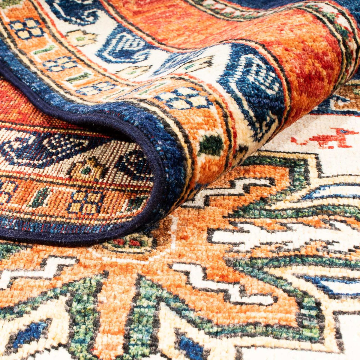 Alfombra afgana - 185 x 122 cm - azul oscuro