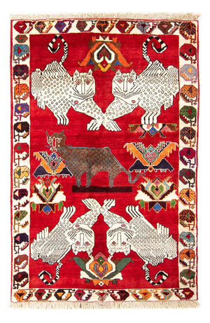 Alfombra persa - Nómada - 204 x 135 cm - rojo oscuro