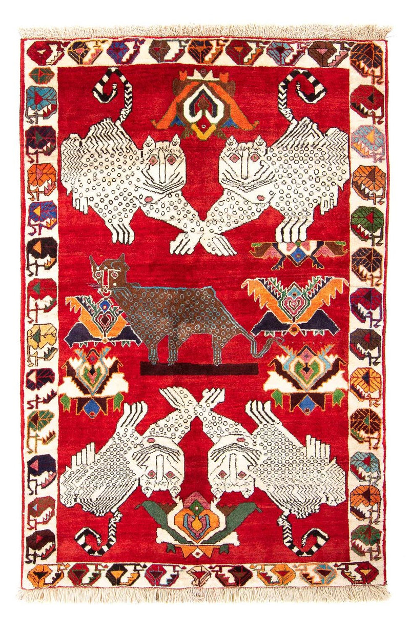 Alfombra persa - Nómada - 204 x 135 cm - rojo oscuro