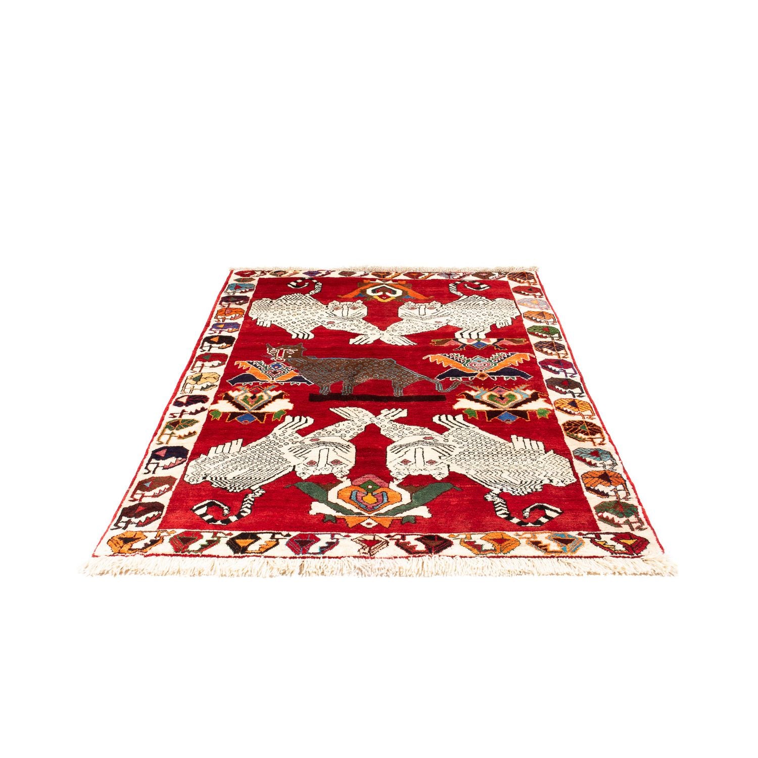 Alfombra persa - Nómada - 204 x 135 cm - rojo oscuro