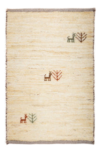 Alfombra Gabbeh - Loribaft Persa - 60 x 40 cm - beige