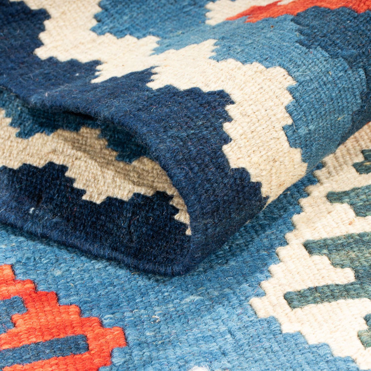 Alfombra de pasillo Alfombra Kelim - Oriental - 204 x 62 cm - azul