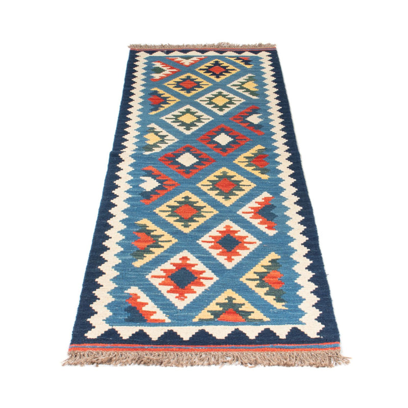 Alfombra de pasillo Alfombra Kelim - Oriental - 204 x 62 cm - azul