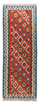 Alfombra de pasillo Alfombra Kelim - Oriental - 206 x 60 cm - rojo oscuro