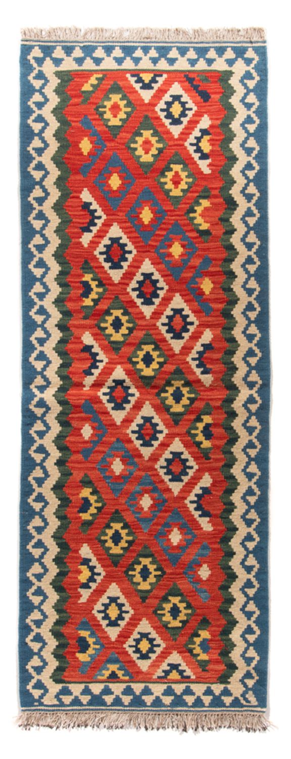 Alfombra de pasillo Alfombra Kelim - Oriental - 206 x 60 cm - rojo oscuro