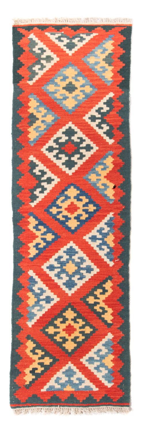 Alfombra de pasillo Alfombra Kelim - Oriental - 207 x 62 cm - rojo oscuro