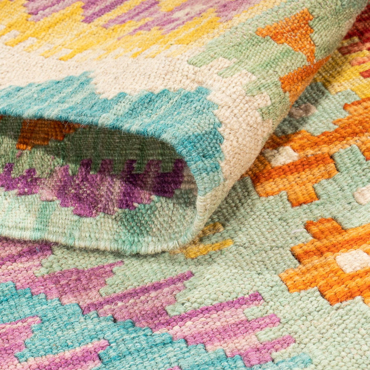 Alfombra de pasillo Alfombra Kelim - Splash - 309 x 84 cm - multicolor