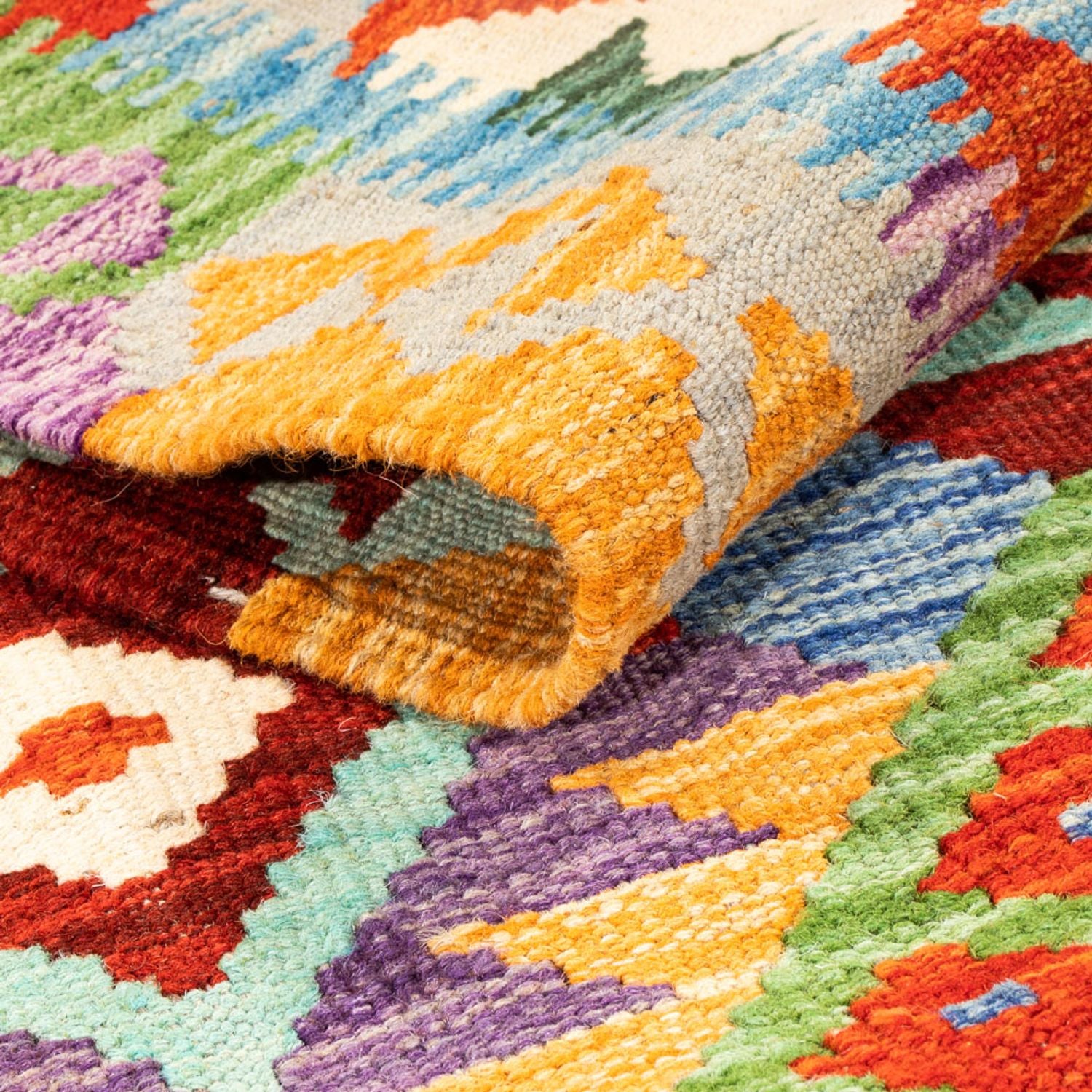 Alfombra de pasillo Alfombra Kelim - Splash - 195 x 75 cm - multicolor