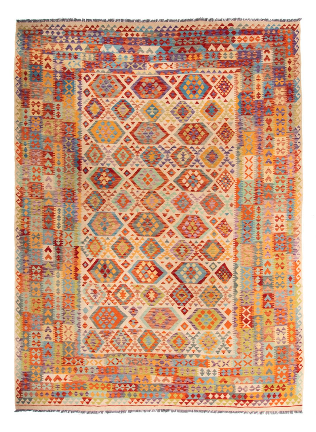 Alfombra Kelim - Splash - 401 x 303 cm - multicolor