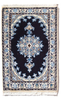 Alfombra persa - Nain - 60 x 40 cm - azul oscuro