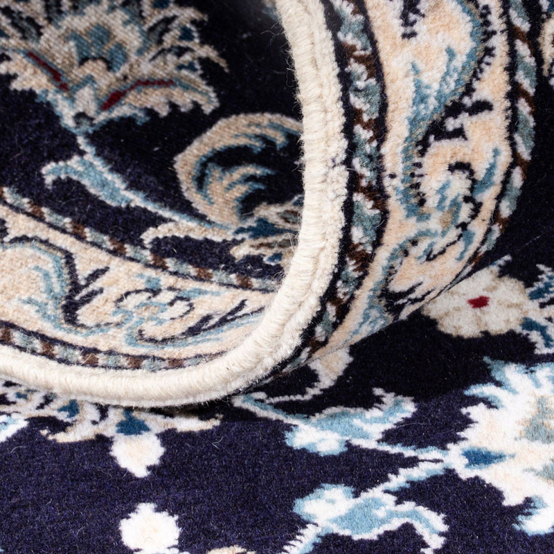 Alfombra de pasillo Alfombra persa - Nain - 374 x 77 cm - azul oscuro