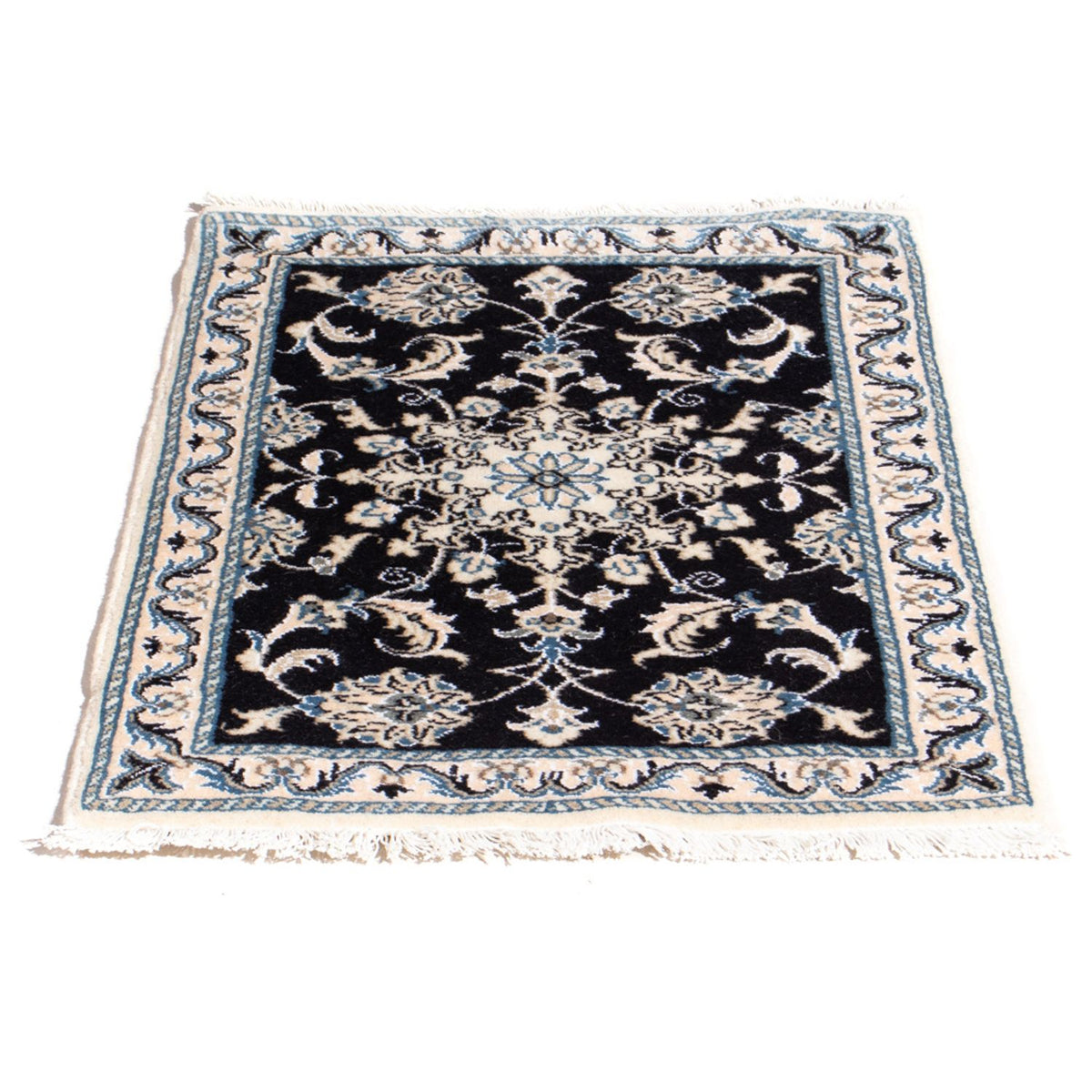 Alfombra persa - Nain - 90 x 60 cm - azul oscuro