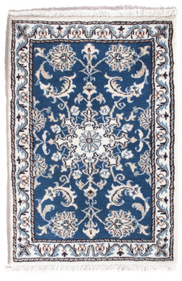 Alfombra persa - Nain - 90 x 60 cm - azul