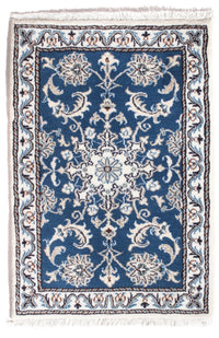 Alfombra persa - Nain - 90 x 60 cm - azul
