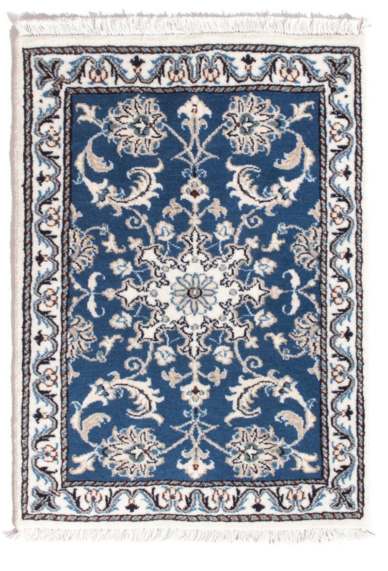 Alfombra persa - Nain - 90 x 60 cm - azul