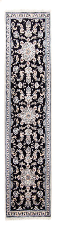 Alfombra de pasillo Alfombra persa - Nain - 297 x 79 cm - azul oscuro