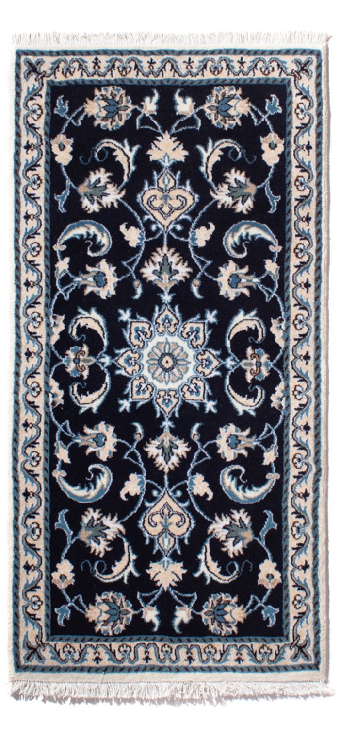 Alfombra persa - Nain - 136 x 68 cm - azul oscuro
