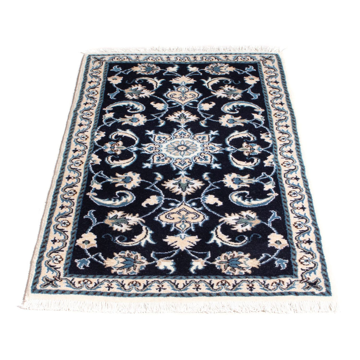 Alfombra persa - Nain - 136 x 68 cm - azul oscuro