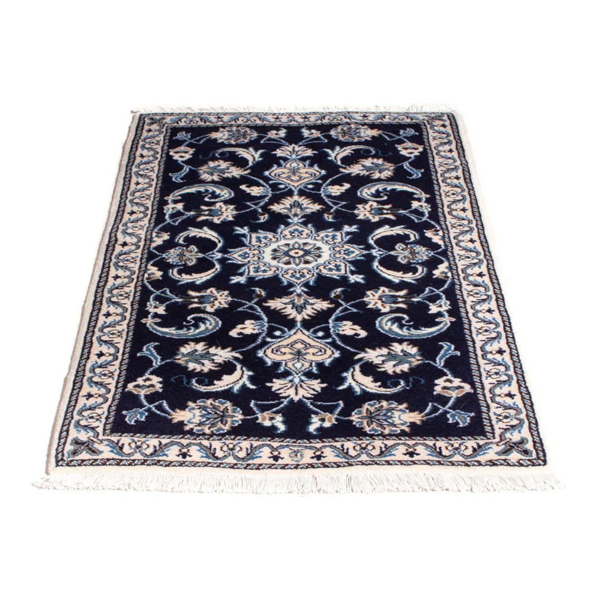 Alfombra persa - Nain - 135 x 69 cm - azul oscuro
