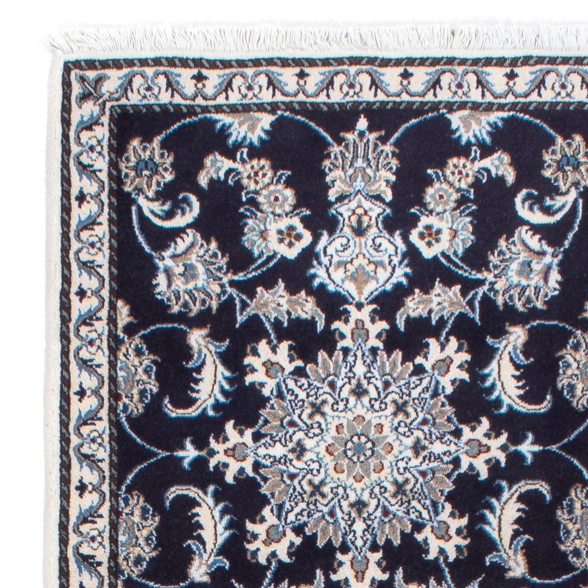 Alfombra de pasillo Alfombra persa - Nain - 200 x 79 cm - azul oscuro