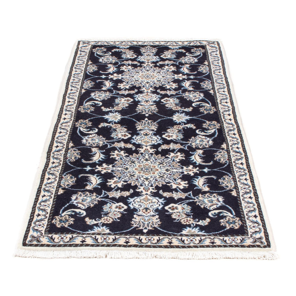 Alfombra de pasillo Alfombra persa - Nain - 200 x 79 cm - azul oscuro