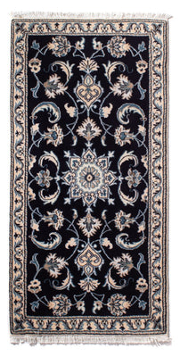 Alfombra persa - Nain - 143 x 69 cm - azul oscuro