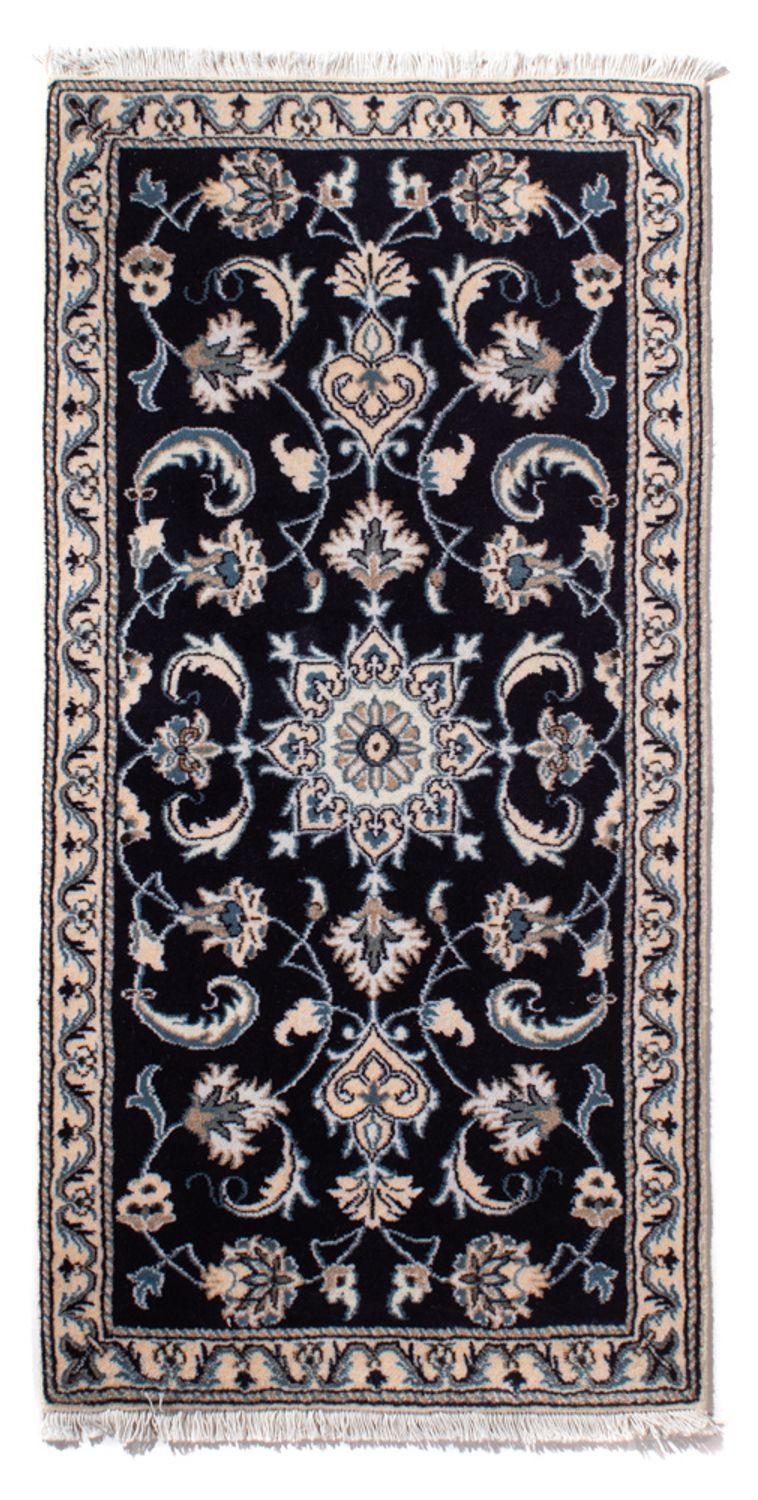 Alfombra persa - Nain - 143 x 69 cm - azul oscuro
