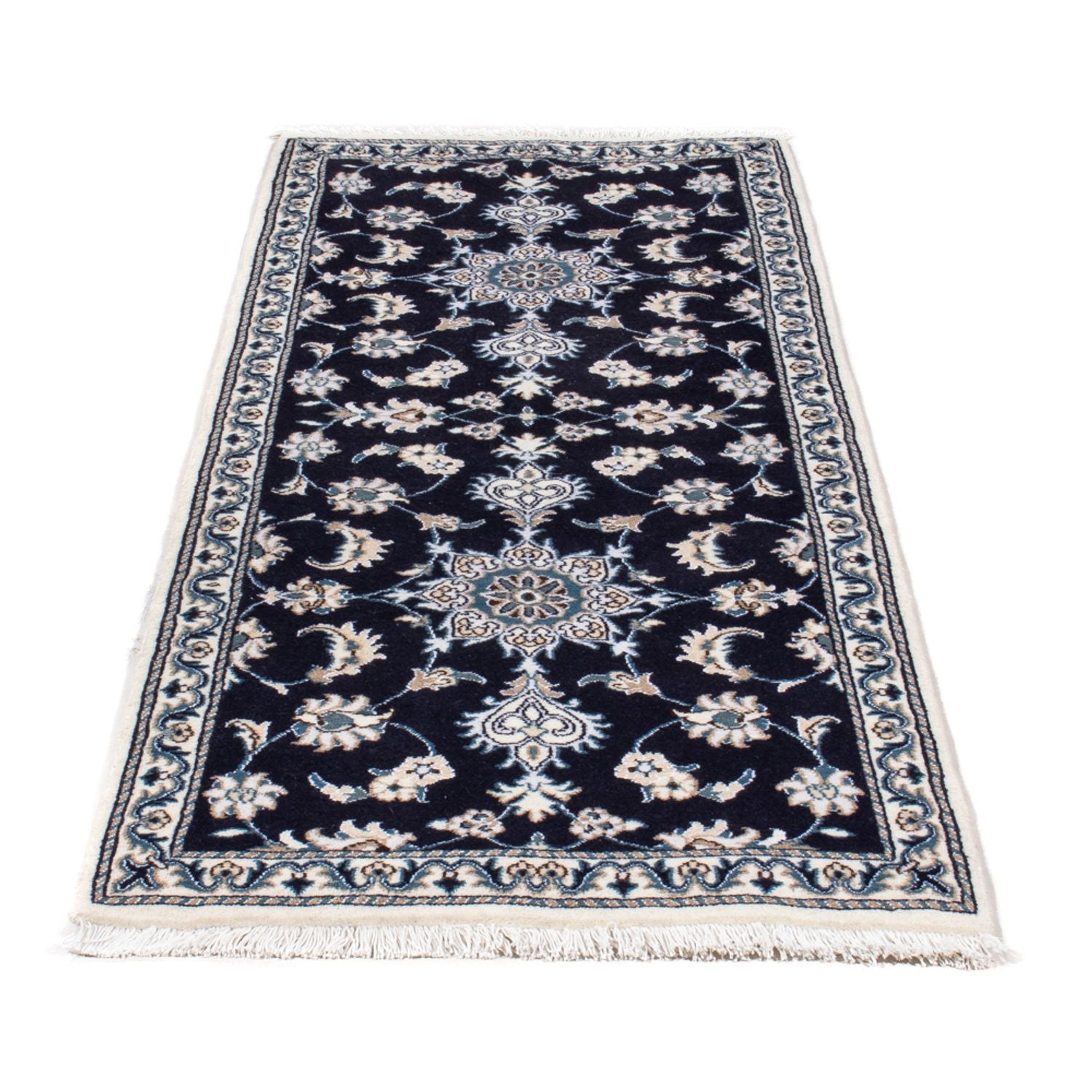 Alfombra de pasillo Alfombra persa - Nain - 202 x 78 cm - azul oscuro
