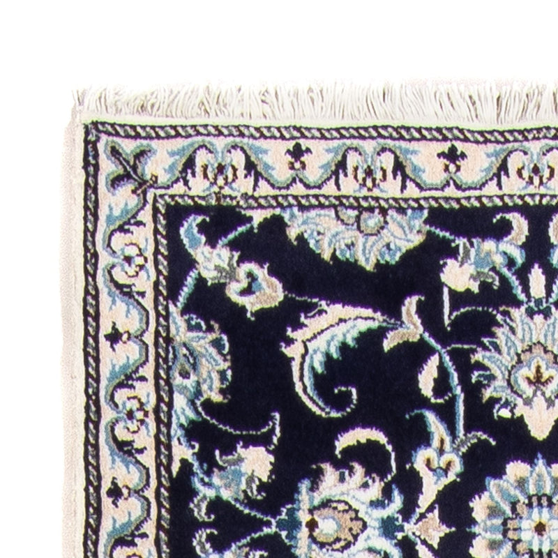 Alfombra persa - Nain - 134 x 71 cm - azul oscuro