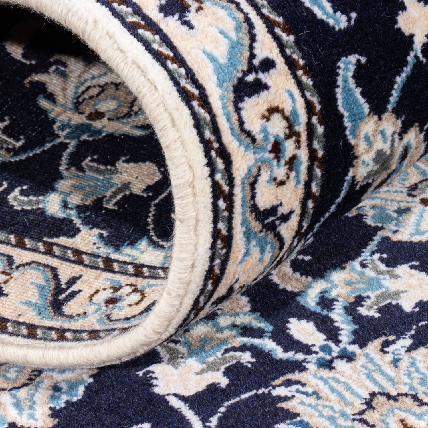 Alfombra persa - Nain - 134 x 71 cm - azul oscuro